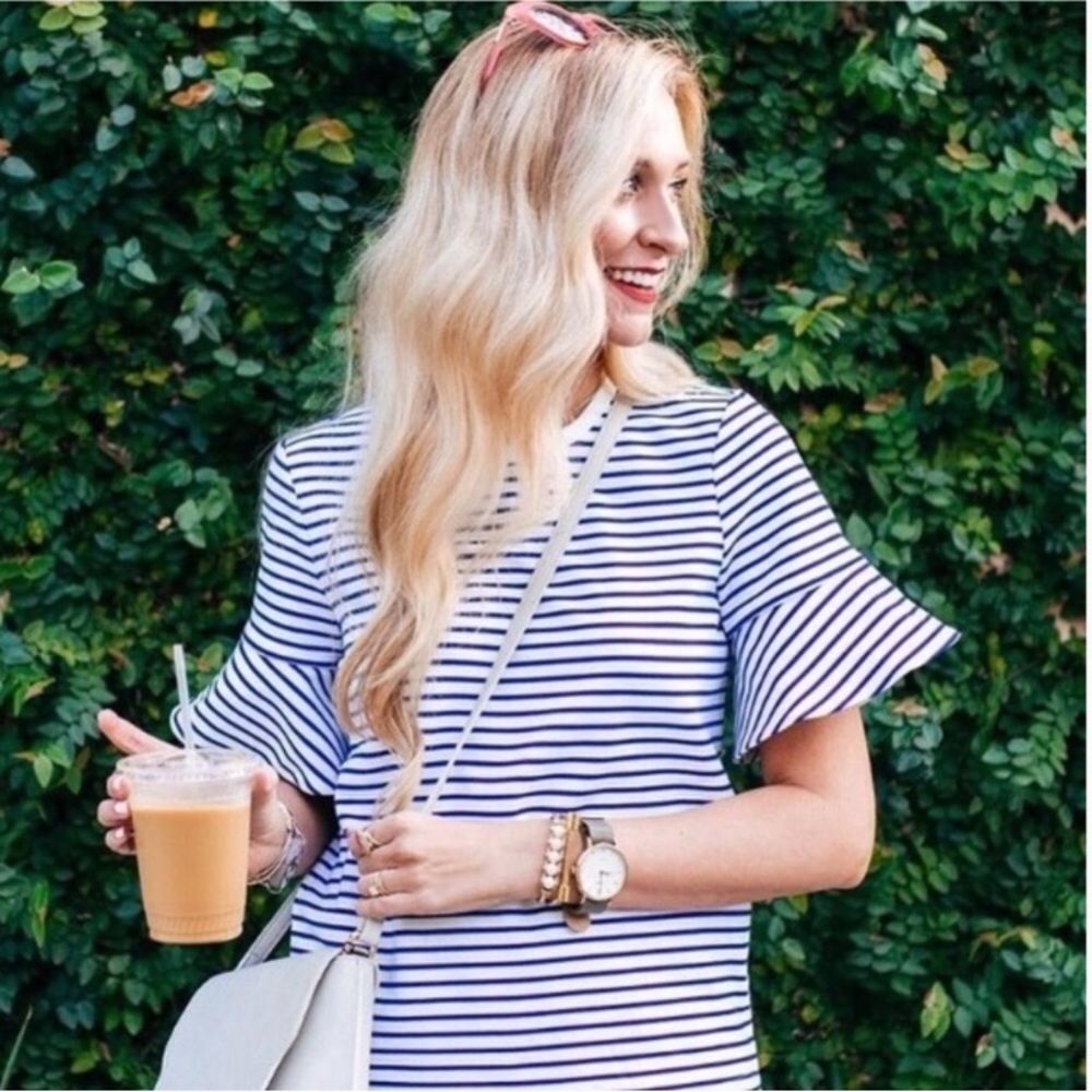 Draper James Blue and White Striped Top